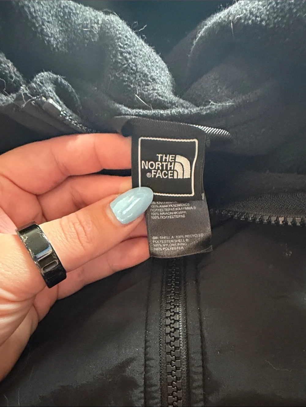 B10 Youth Md The North Face Black Hooded Fleece Zip Jacket